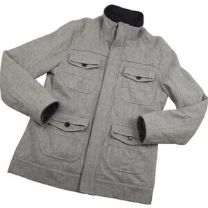 BKE Men’s Wool Blend Keegan Coat Sz XL Gray Faux Fur Lining Winter Chic